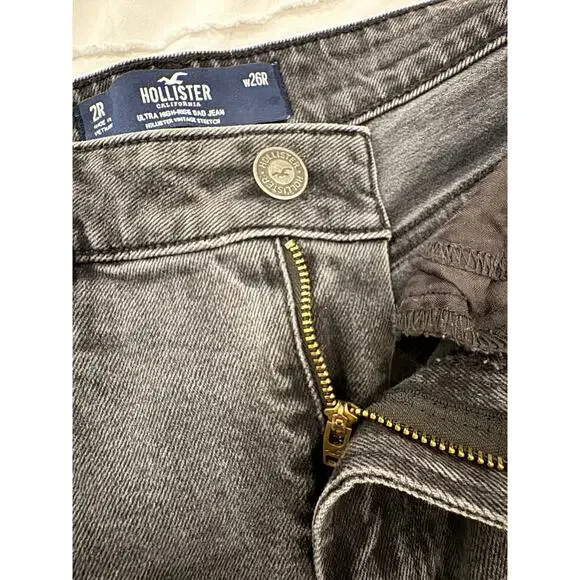 Hollister Dad Jeans Women's 2R W26R Black Distressed Y2K Grunge Skater Baddie - Picture 11 of 16